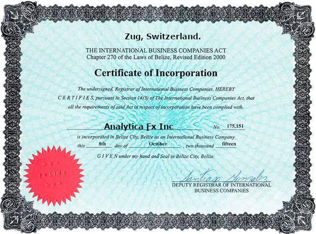 Company certificate.